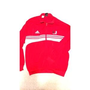 Adidas Red University of Miami Hurricanes  Men Soccer Zip Up Jacket  Sz L